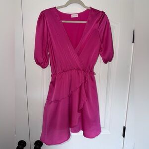 Pink Lily Fuchsia V-Neck Dress
